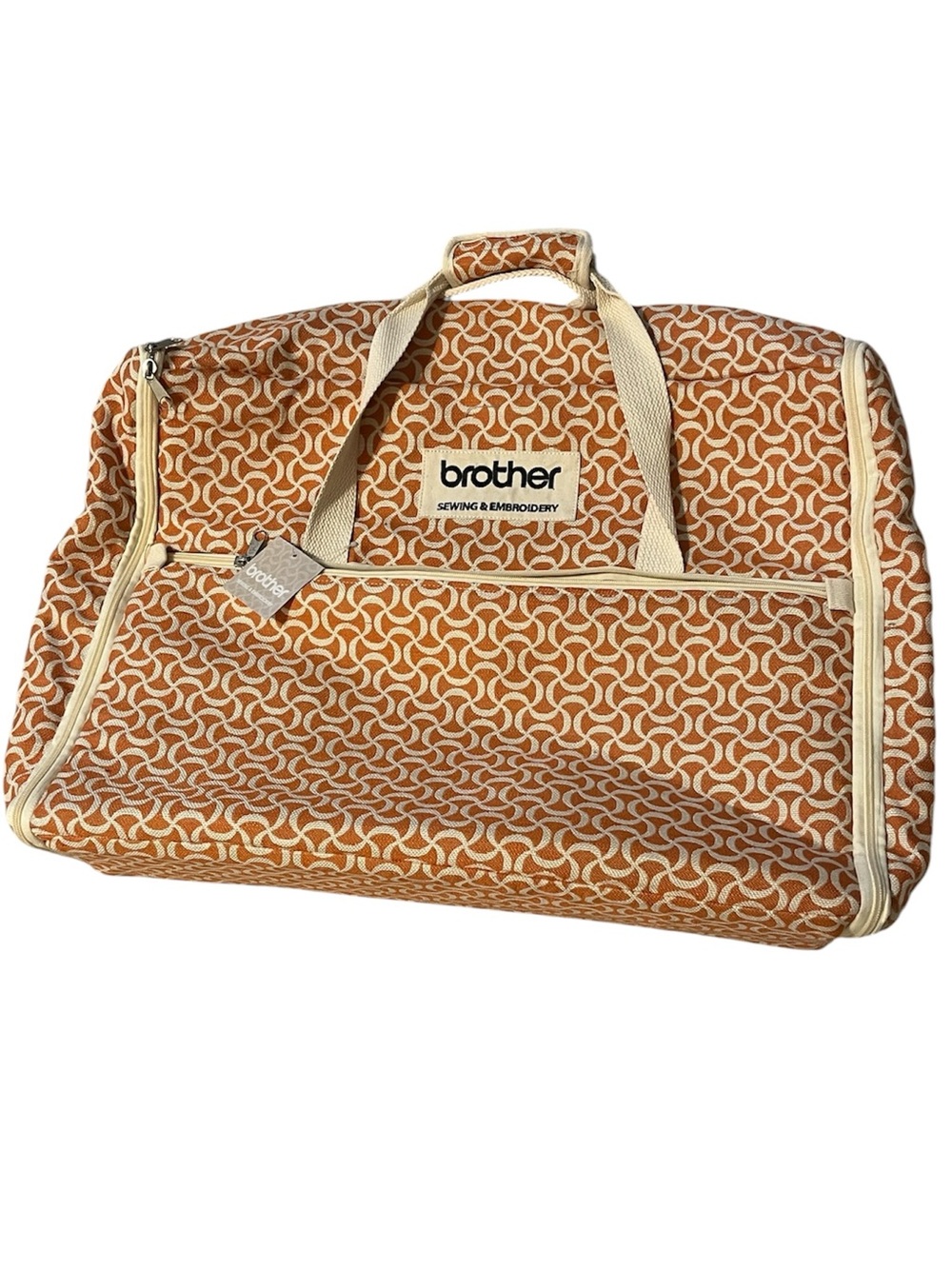 NWT Brother Sewing Embroidery Machine Carry Case Bag Orange with Cream Trim